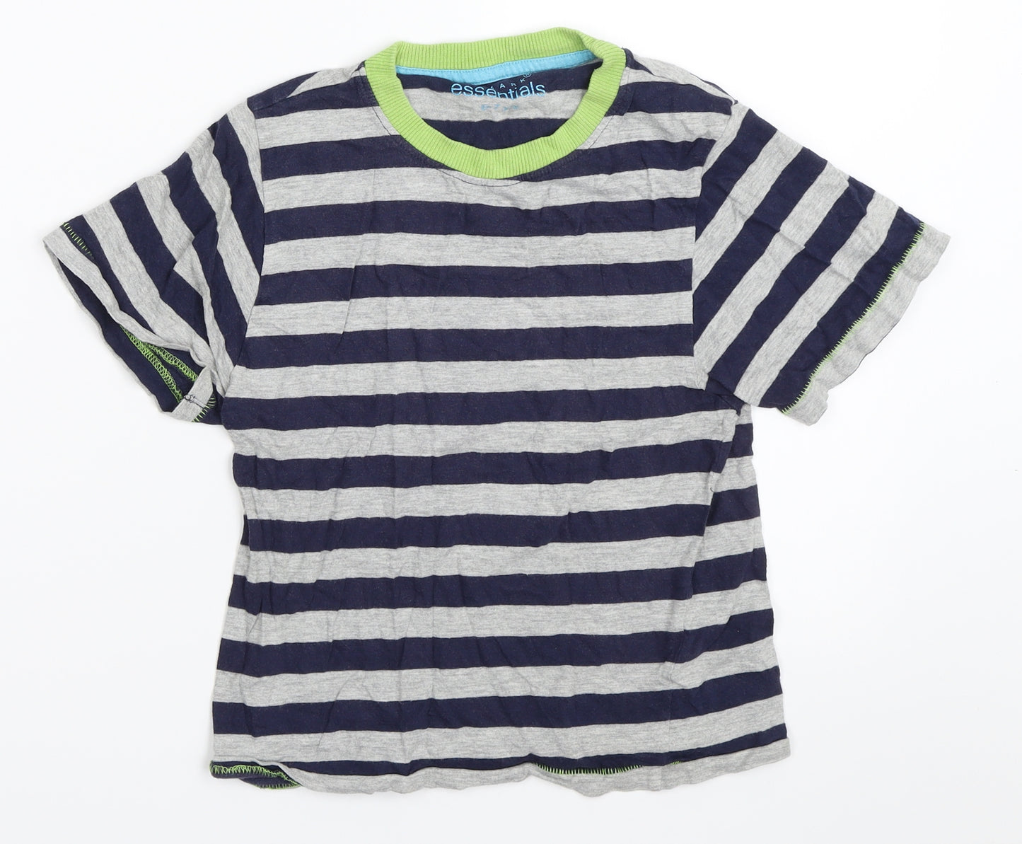 Primark Boys Grey Striped  Basic T-Shirt Size 6-7 Years