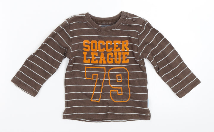 H&M Boys Brown Striped  Basic T-Shirt Size 6-9 Months