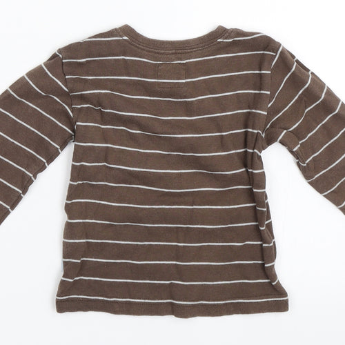 H&M Boys Brown Striped  Basic T-Shirt Size 6-9 Months
