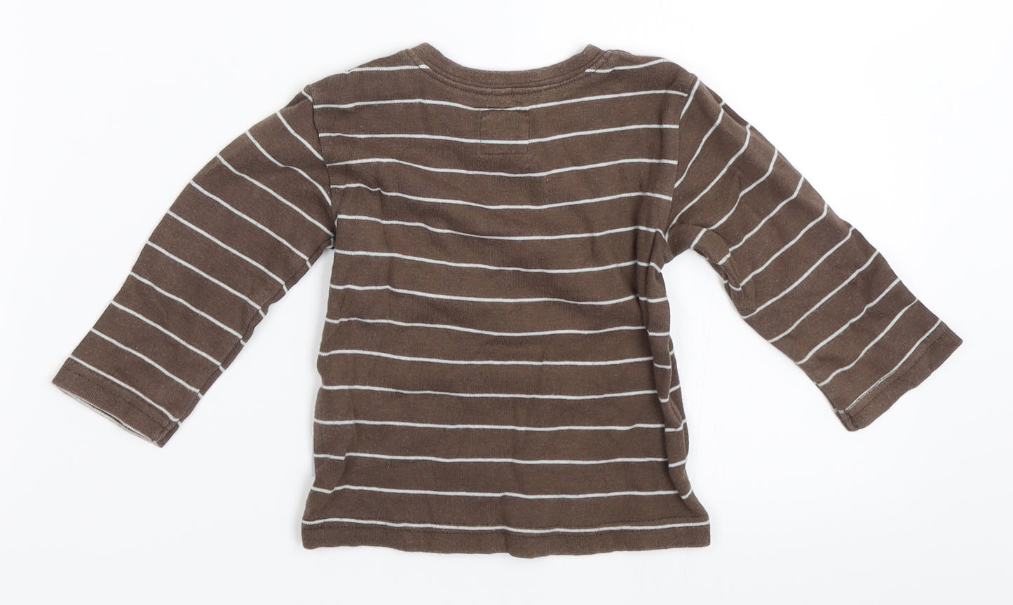 H&M Boys Brown Striped  Basic T-Shirt Size 6-9 Months