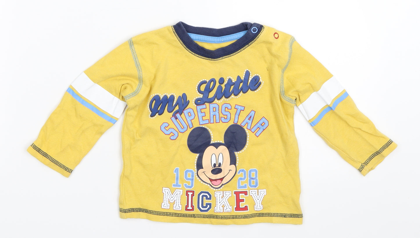 George Boys Yellow   Basic T-Shirt Size 6-9 Months  - mickey mouse