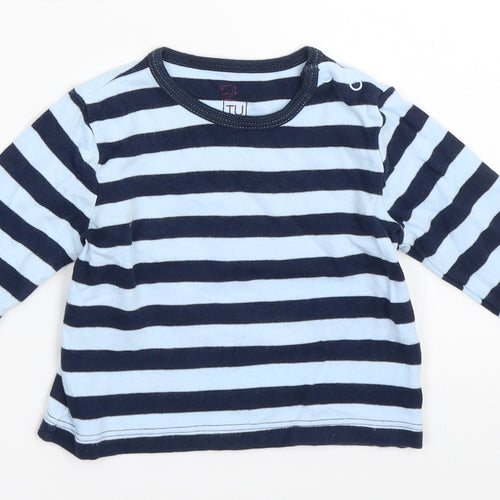 TU Boys Blue Striped  Basic T-Shirt Size 6-9 Months