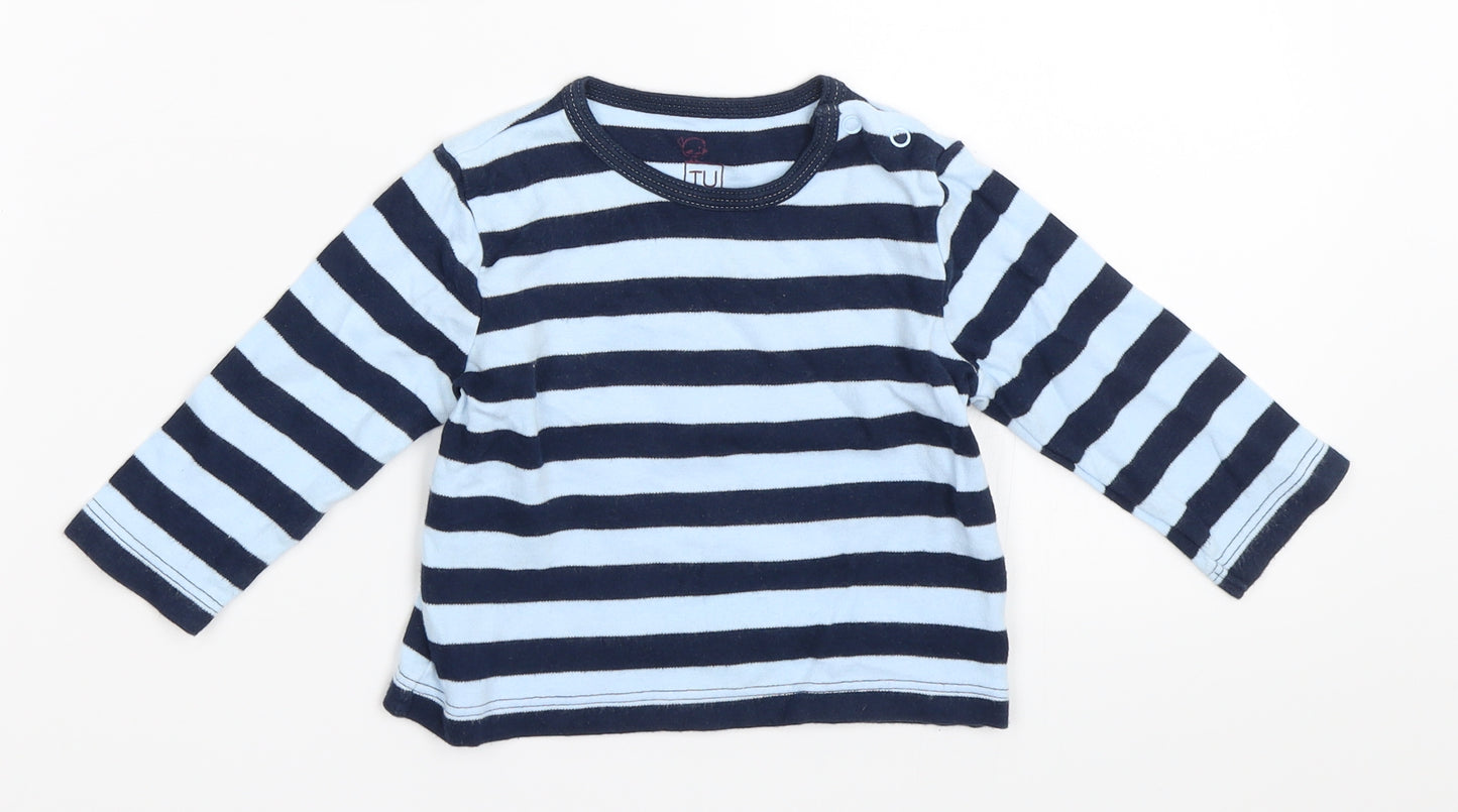 TU Boys Blue Striped  Basic T-Shirt Size 6-9 Months