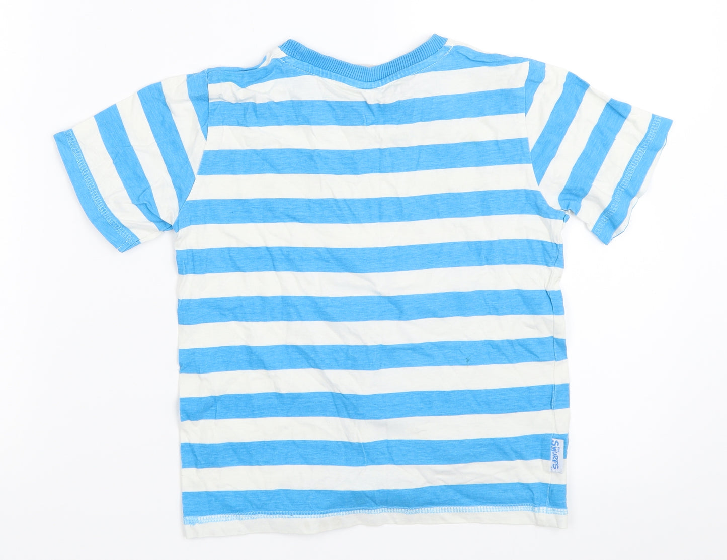 Tesco Boys Blue Striped  Basic T-Shirt Size 5-6 Years  - the smurfs