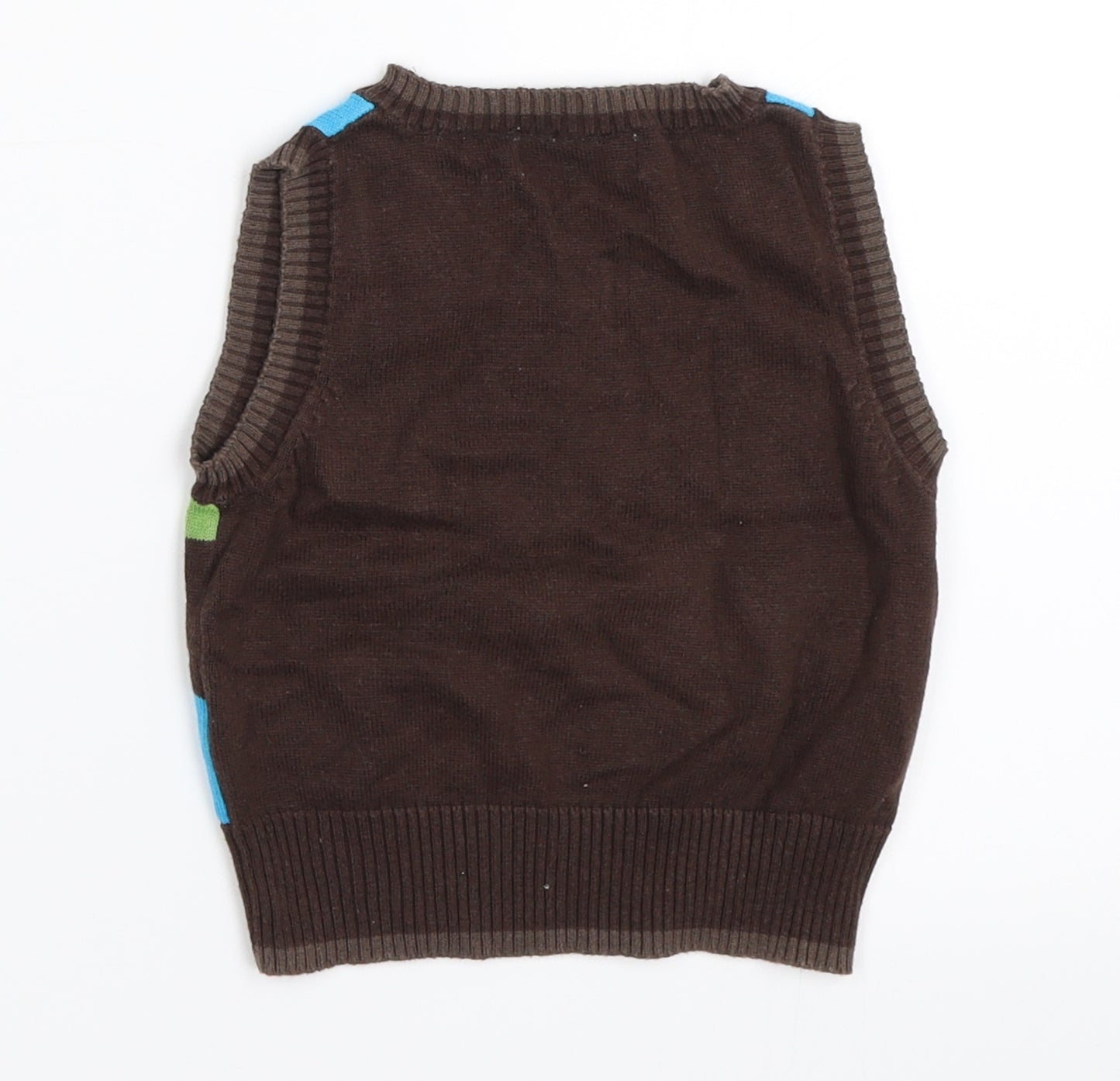 Earlydays Boys Brown Striped  Vest Jumper Size 6-9 Months
