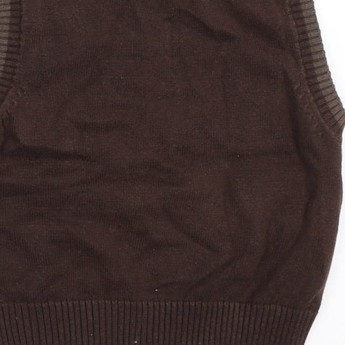 Earlydays Boys Brown Striped  Vest Jumper Size 6-9 Months