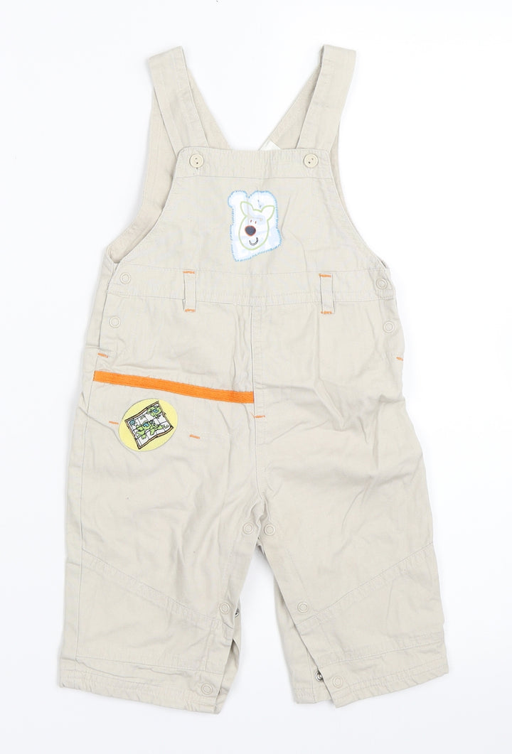 Earlydays Boys Beige   Dungaree One-Piece Size 6-9 Months