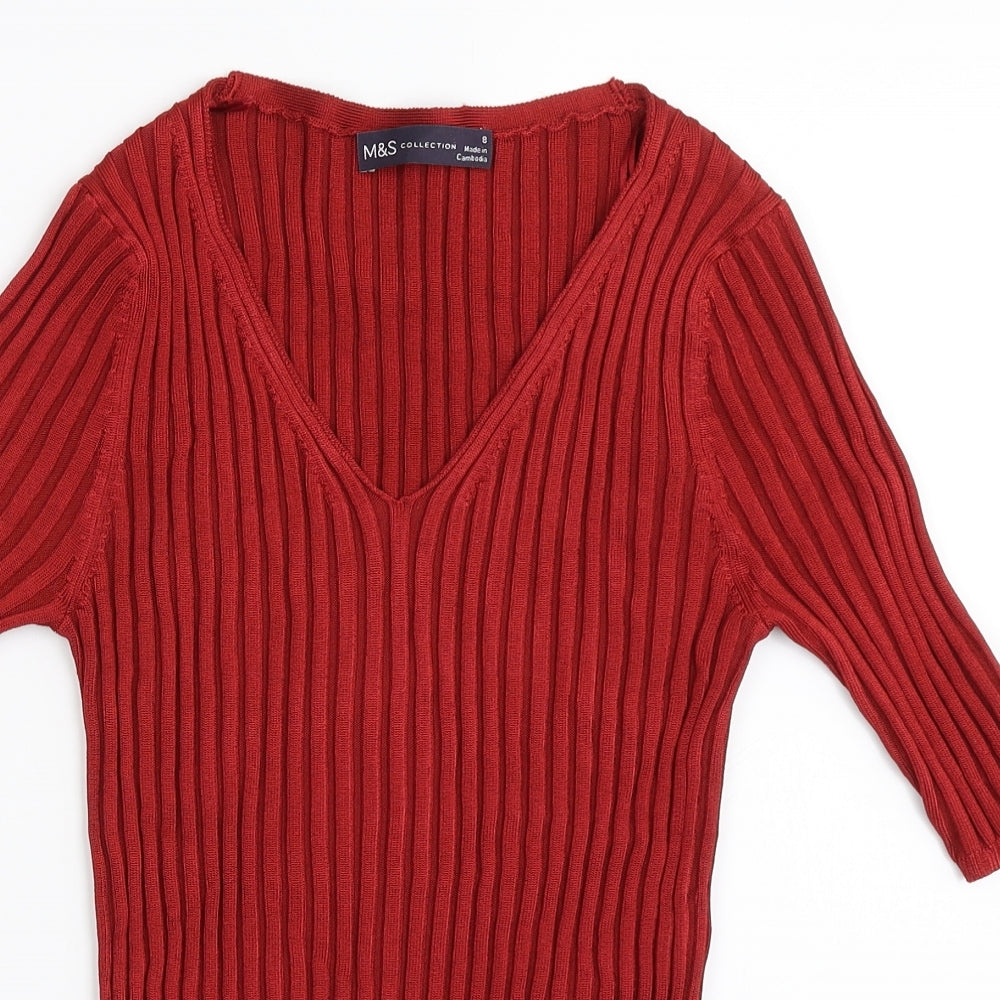 Marks and Spencer Womens Red   Pullover Jumper Size 8