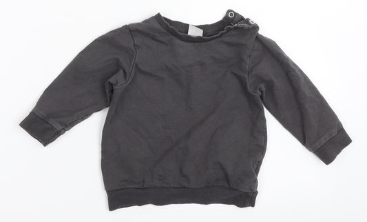 Front view of H&M boys’ grey jumper, size 9-12, months