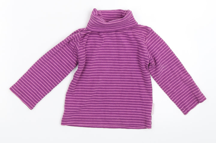 JoJo Maman Bébé Girls Purple Striped  Pullover Jumper Size 18-24 Months