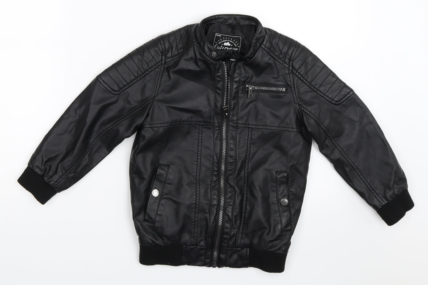 George Boys Black   Biker Jacket Size 5-6 Years  - Faux Leather Jacket