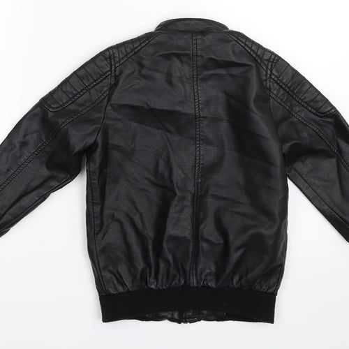 George Boys Black   Biker Jacket Size 5-6 Years  - Faux Leather Jacket