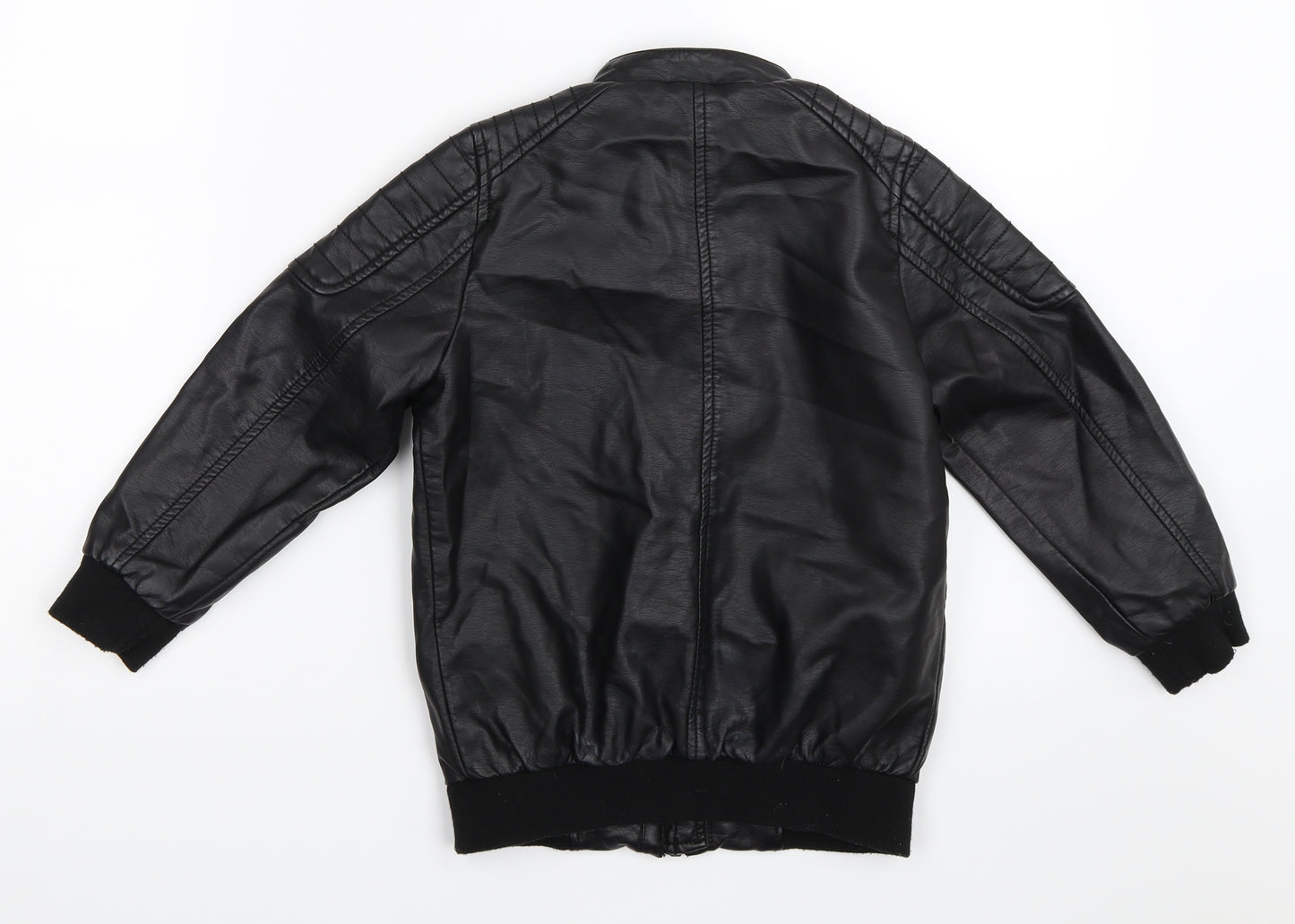 George Boys Black   Biker Jacket Size 5-6 Years  - Faux Leather Jacket
