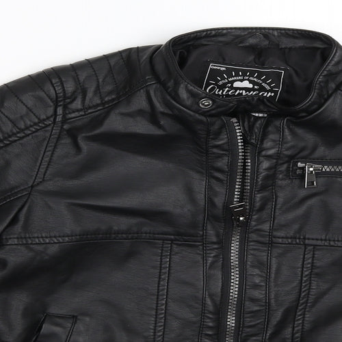 George Boys Black   Biker Jacket Size 5-6 Years  - Faux Leather Jacket
