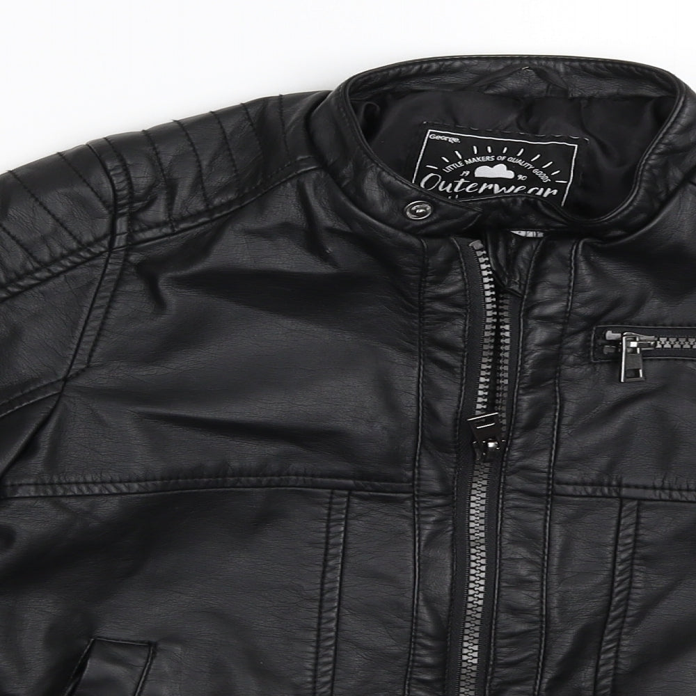 George Boys Black   Biker Jacket Size 5-6 Years  - Faux Leather Jacket