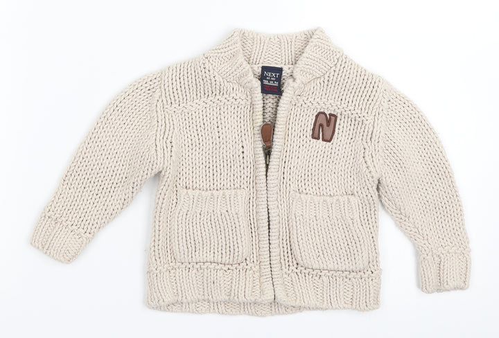 NEXT Boys Beige   Full Zip Jumper Size 6-9 Months