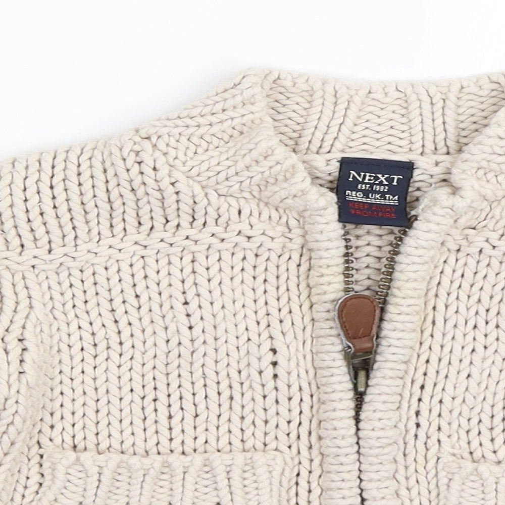 NEXT Boys Beige   Full Zip Jumper Size 6-9 Months