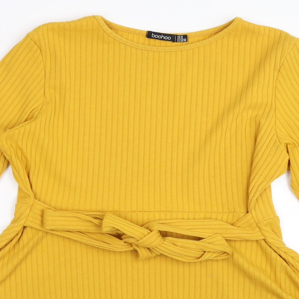 Boohoo Womens Yellow   Basic T-Shirt Size 14