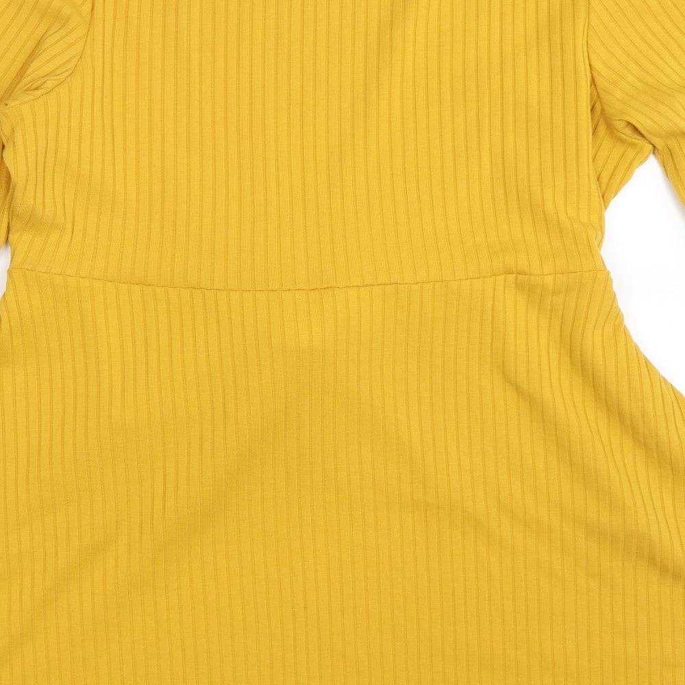 Boohoo Womens Yellow   Basic T-Shirt Size 14