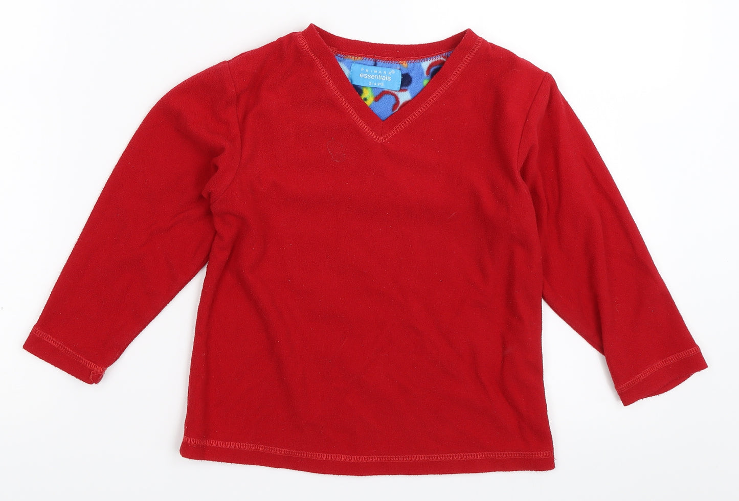 Primark Boys Red  Fleece Pullover Jumper Size 3-4 Years
