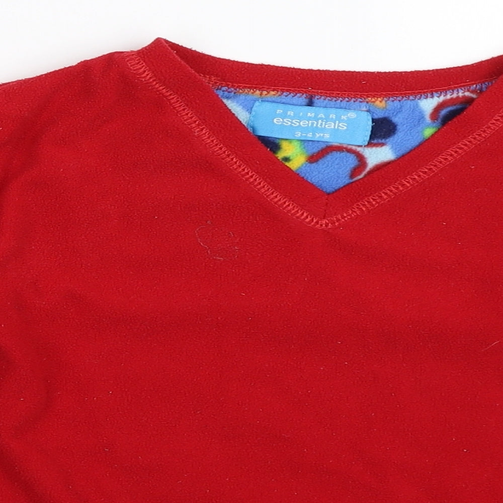 Primark Boys Red  Fleece Pullover Jumper Size 3-4 Years