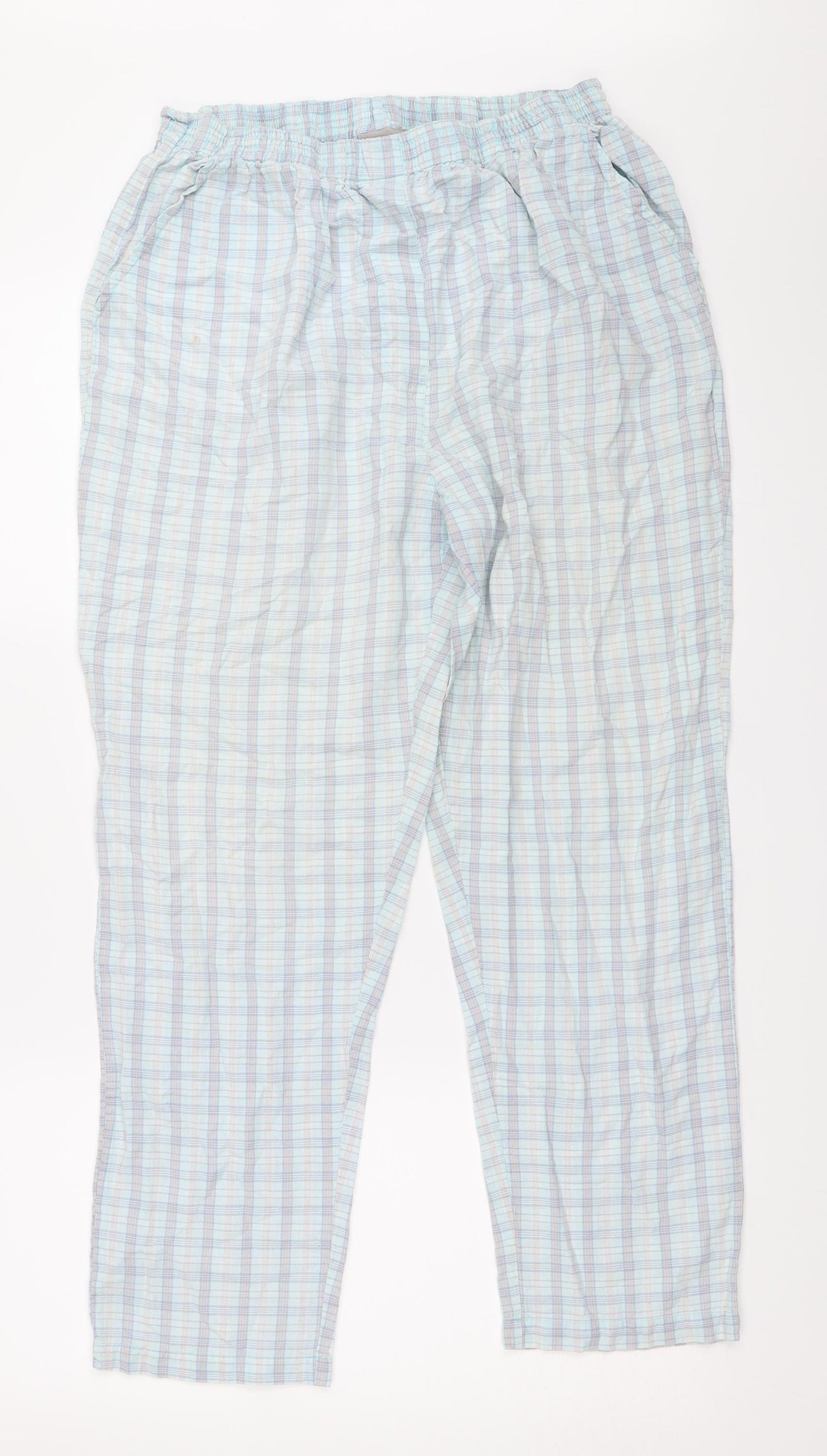 Deanes Womens Blue Check  Top Pyjama Pants Size 16