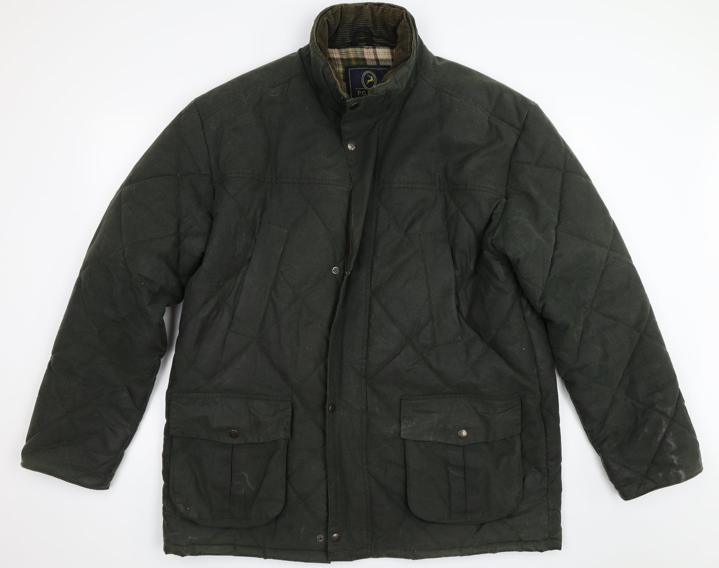P.G Field Mens Green   Overcoat Coat Size XL