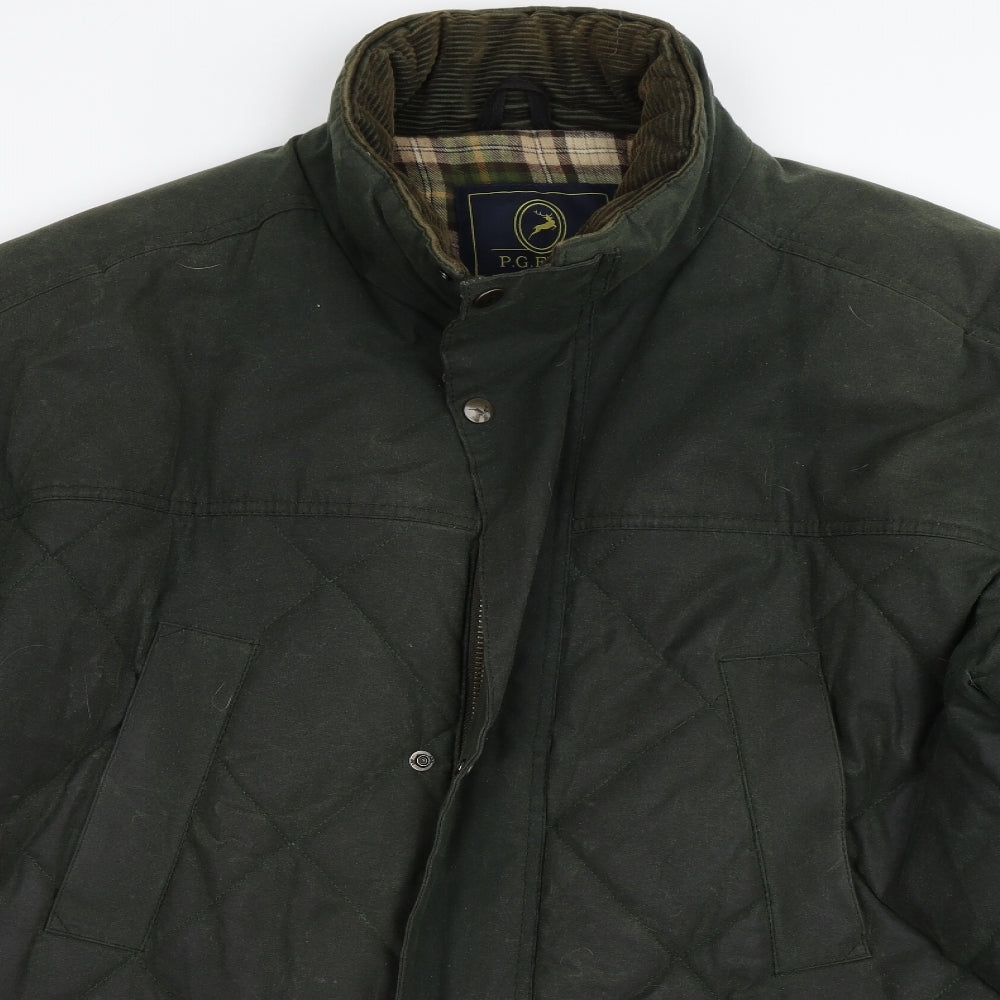 P.G Field Mens Green   Overcoat Coat Size XL