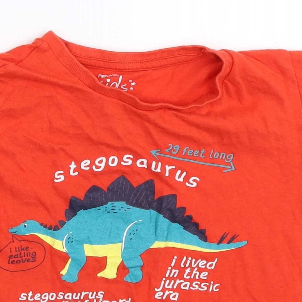 Pep&Co Boys Red   Basic T-Shirt Size 5-6 Years  - Stegosaurus