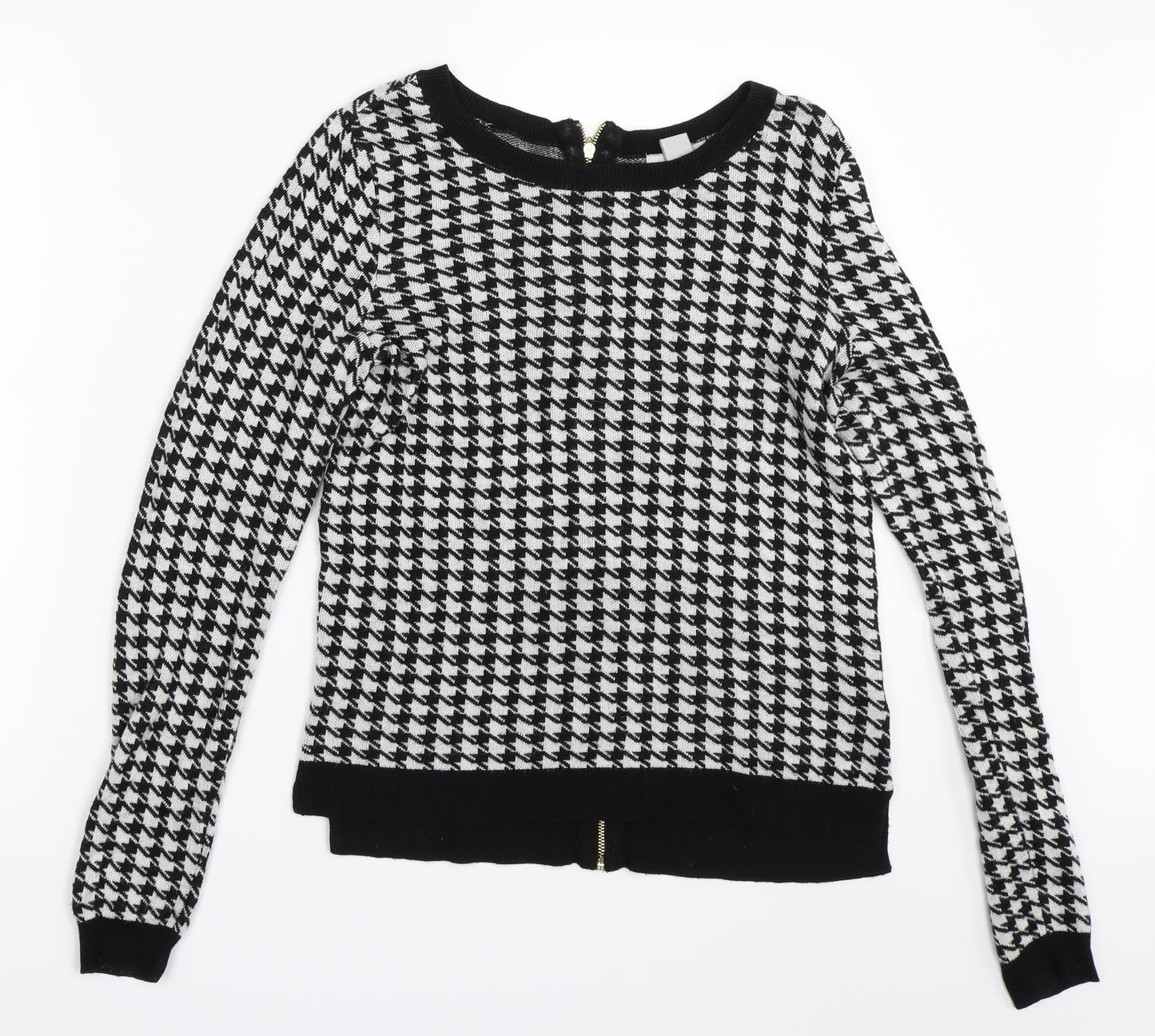 H&M Womens Black Houndstooth  Pullover Jumper Size S