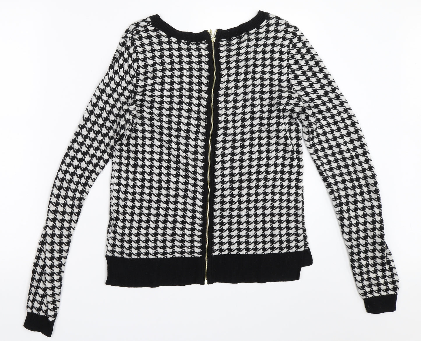 H&M Womens Black Houndstooth  Pullover Jumper Size S