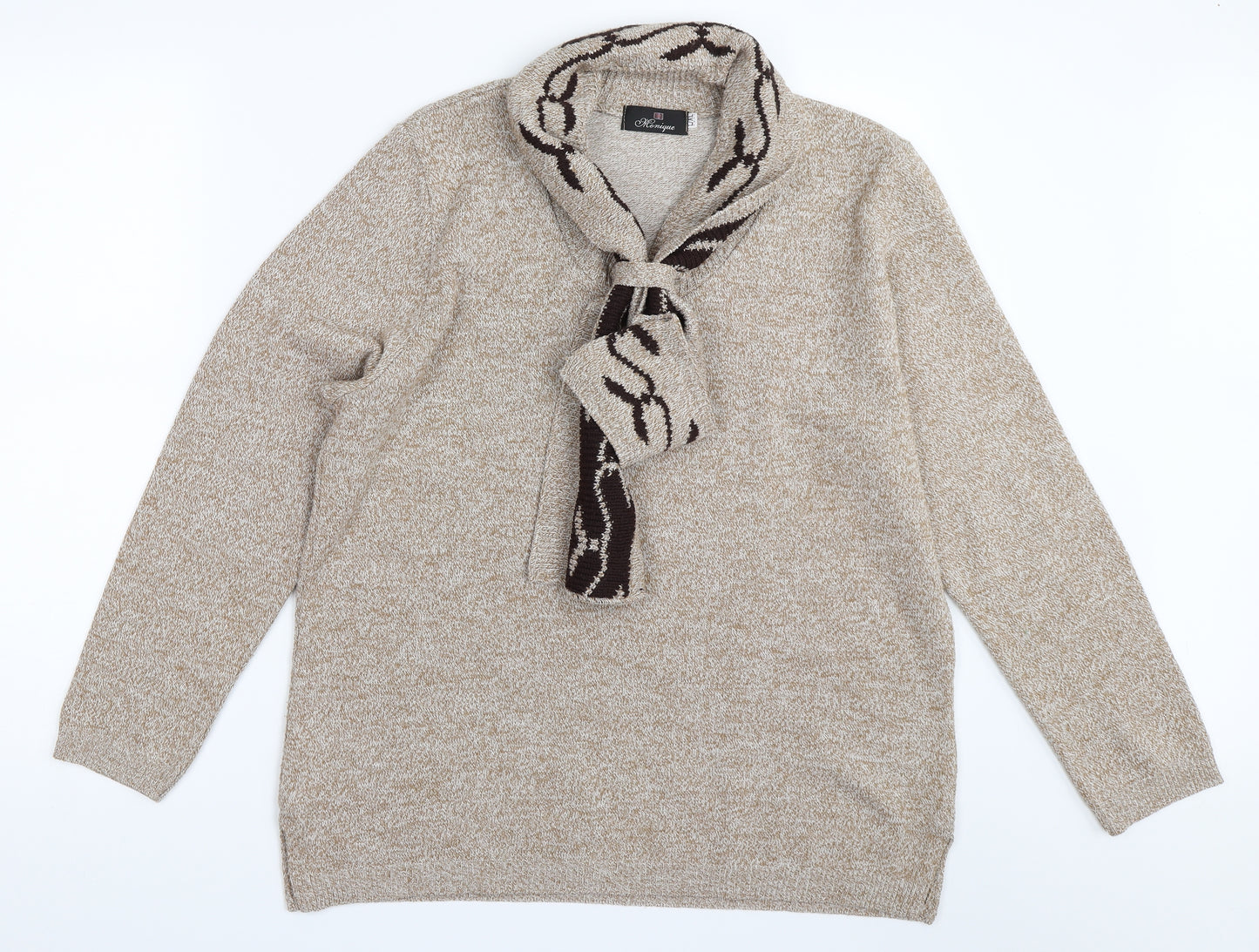 Monique Womens Beige   Pullover Jumper Size L