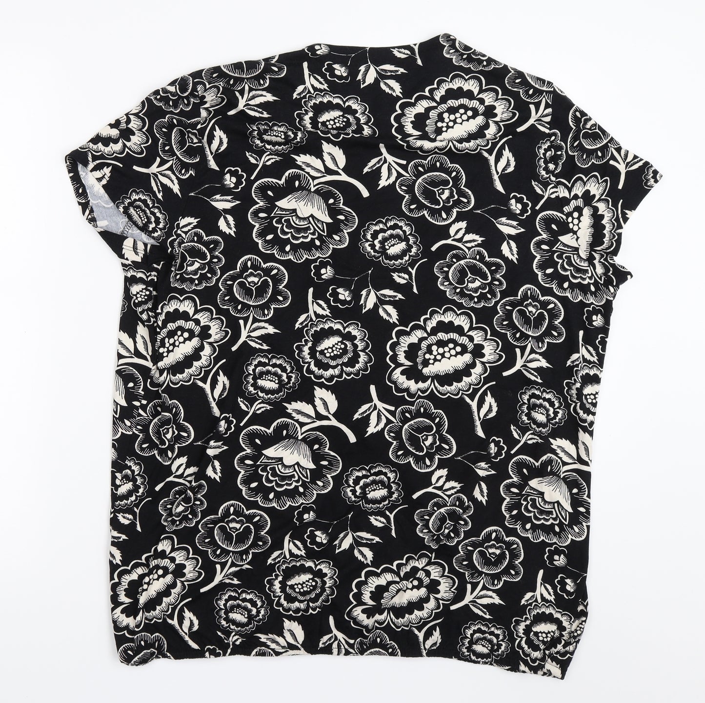 George Womens Black Floral  Basic T-Shirt Size 18