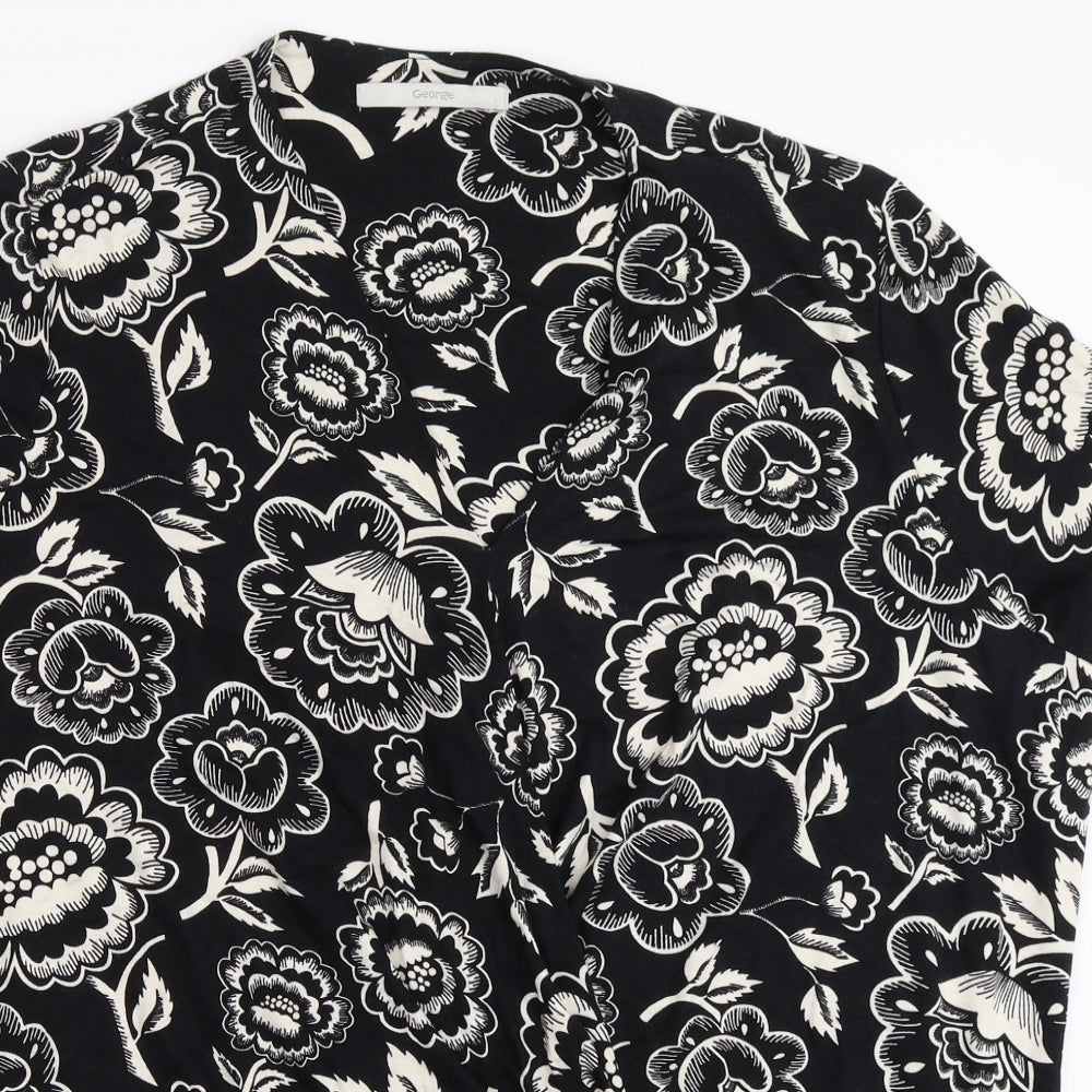 George Womens Black Floral  Basic T-Shirt Size 18