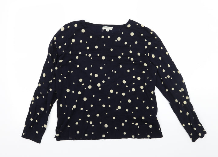 Monsoon Womens Blue Polka Dot Knit Pullover Jumper Size M