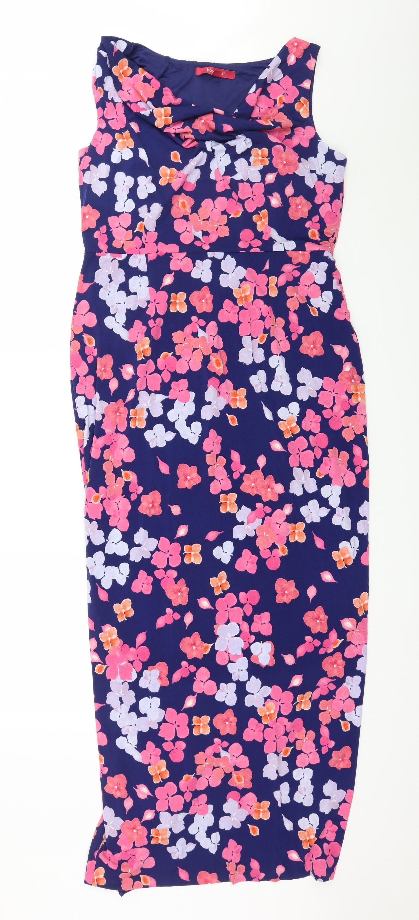Jacques Vert Womens Blue Floral Jersey A-Line  Size 12