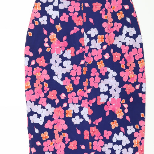 Jacques Vert Womens Blue Floral Jersey A-Line  Size 12