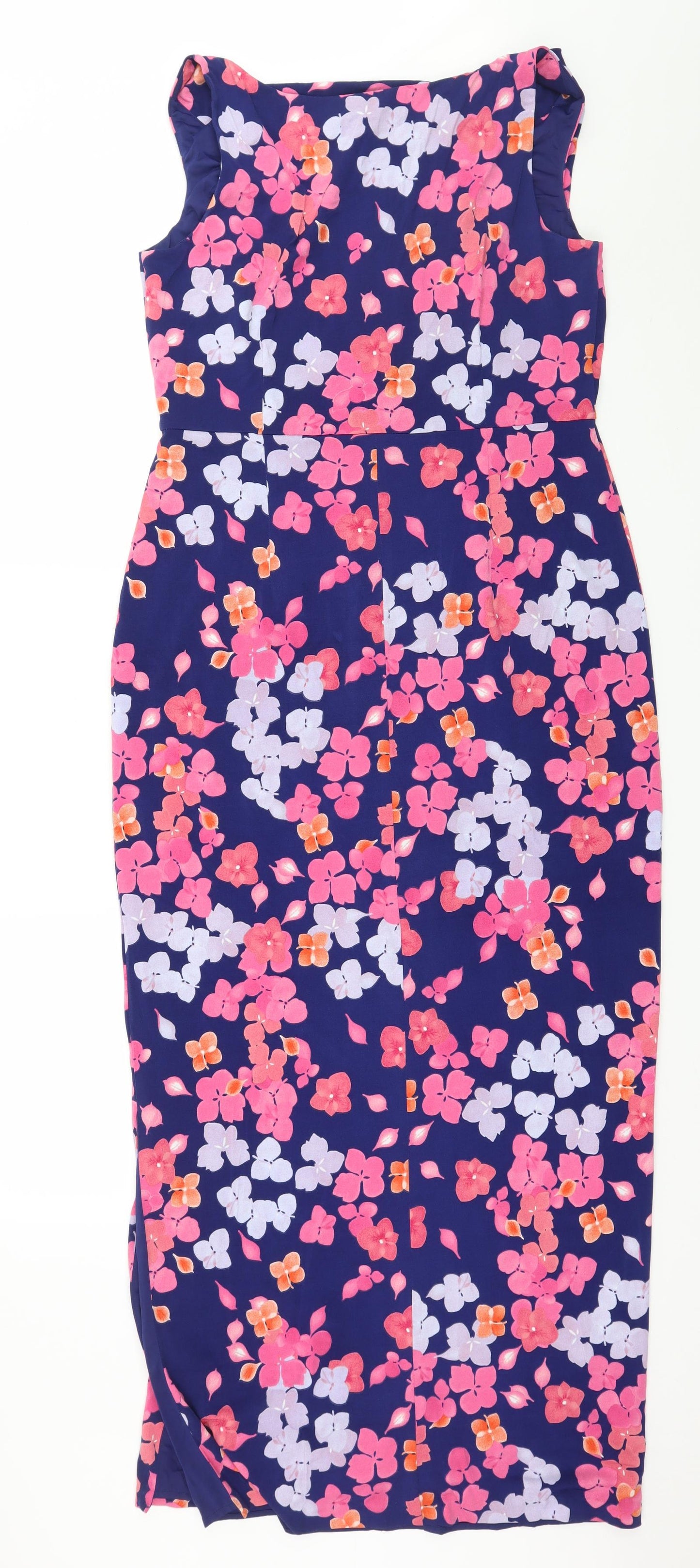 Jacques Vert Womens Blue Floral Jersey A-Line  Size 12