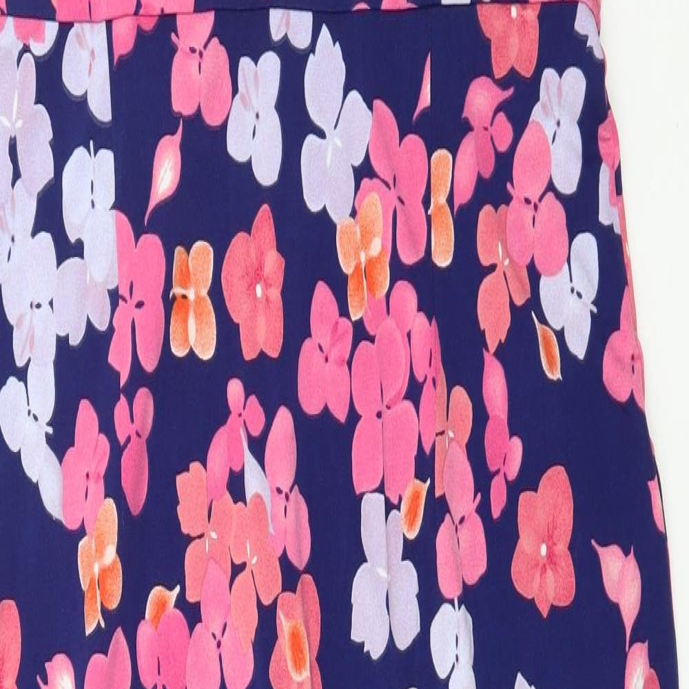 Jacques Vert Womens Blue Floral Jersey A-Line  Size 12