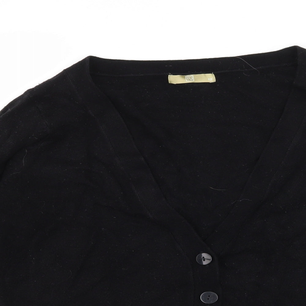 TU Womens Black  Knit Cardigan Jumper Size 12