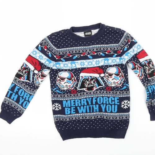 TU Boys Blue  Knit Pullover Jumper Size 6 Years  - Star Wars