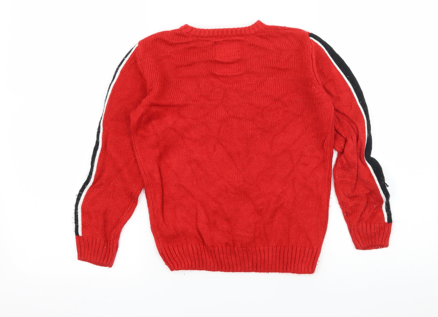 F&F Boys Red  Knit Pullover Jumper Size 6-7 Years  - Rudolph
