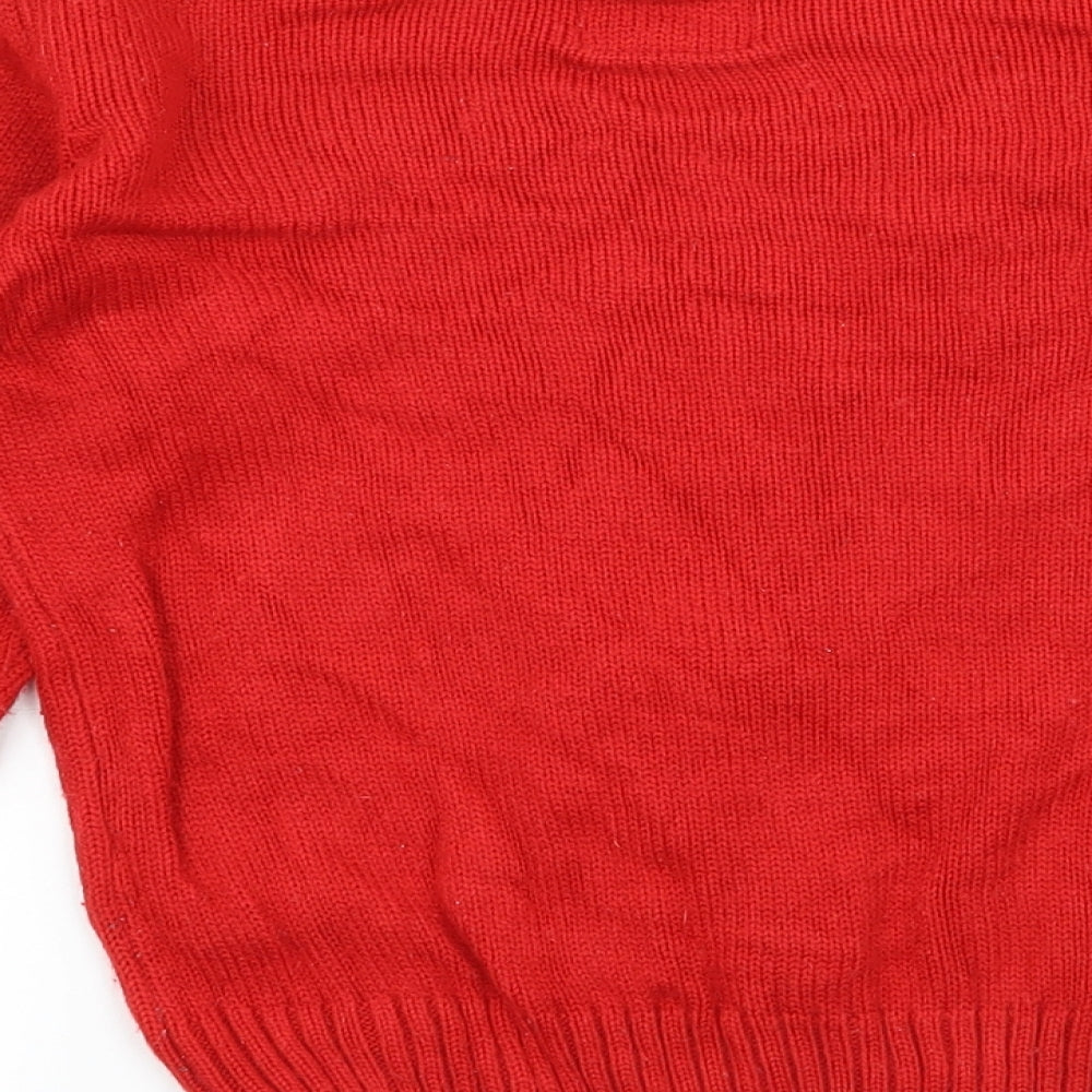 F&F Boys Red  Knit Pullover Jumper Size 6-7 Years  - Rudolph
