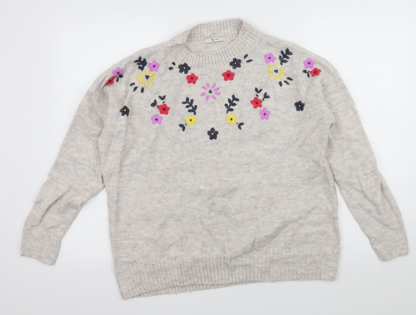 TU Womens Ivory Floral Knit Pullover Jumper Size 18