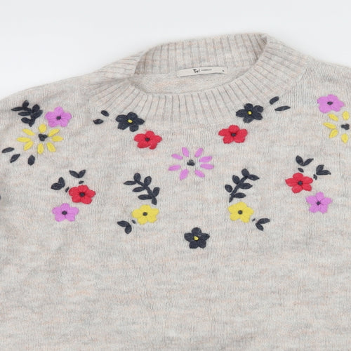 TU Womens Ivory Floral Knit Pullover Jumper Size 18