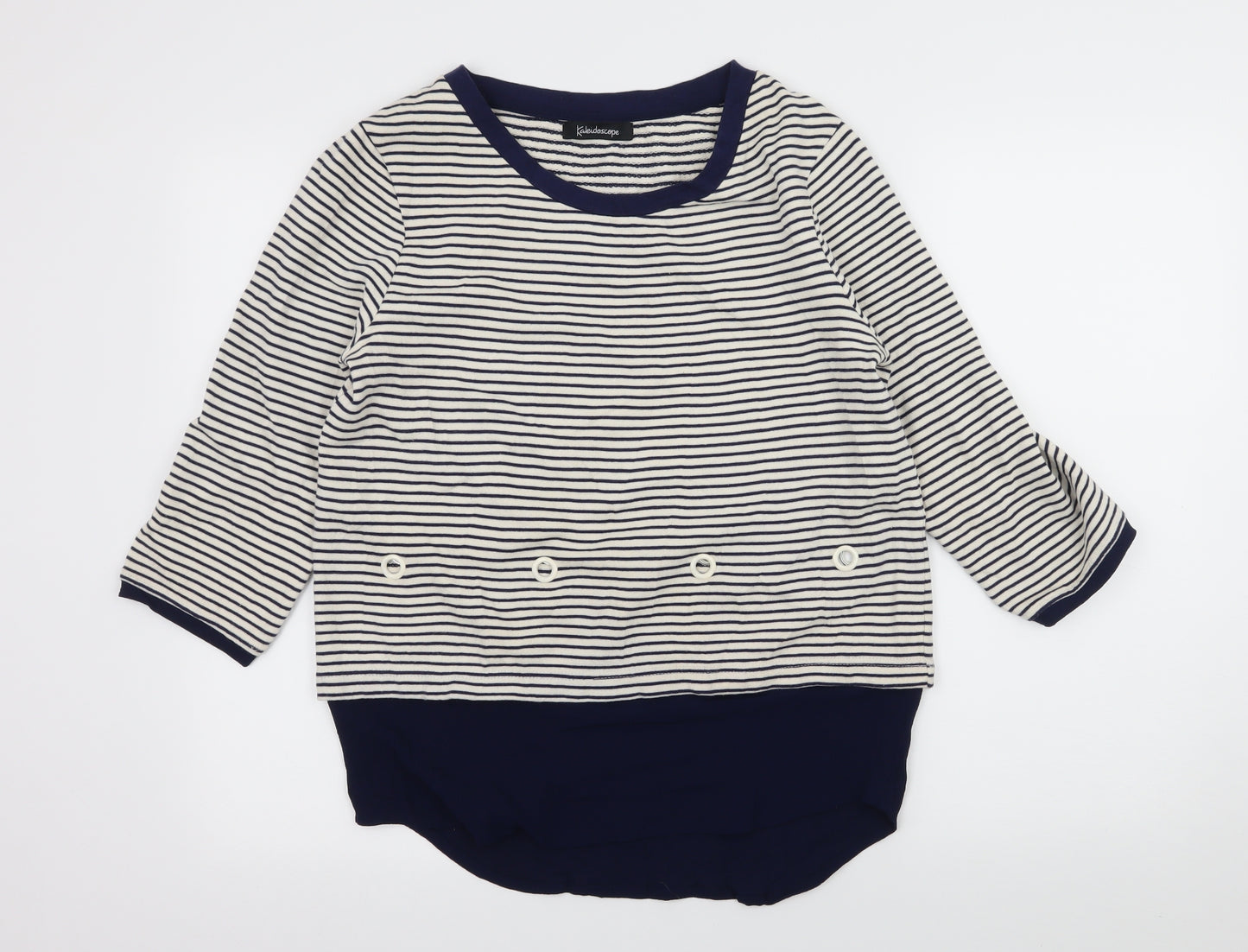 Kaleidoscope Womens White Striped Jersey Pullover Sweatshirt Size 12