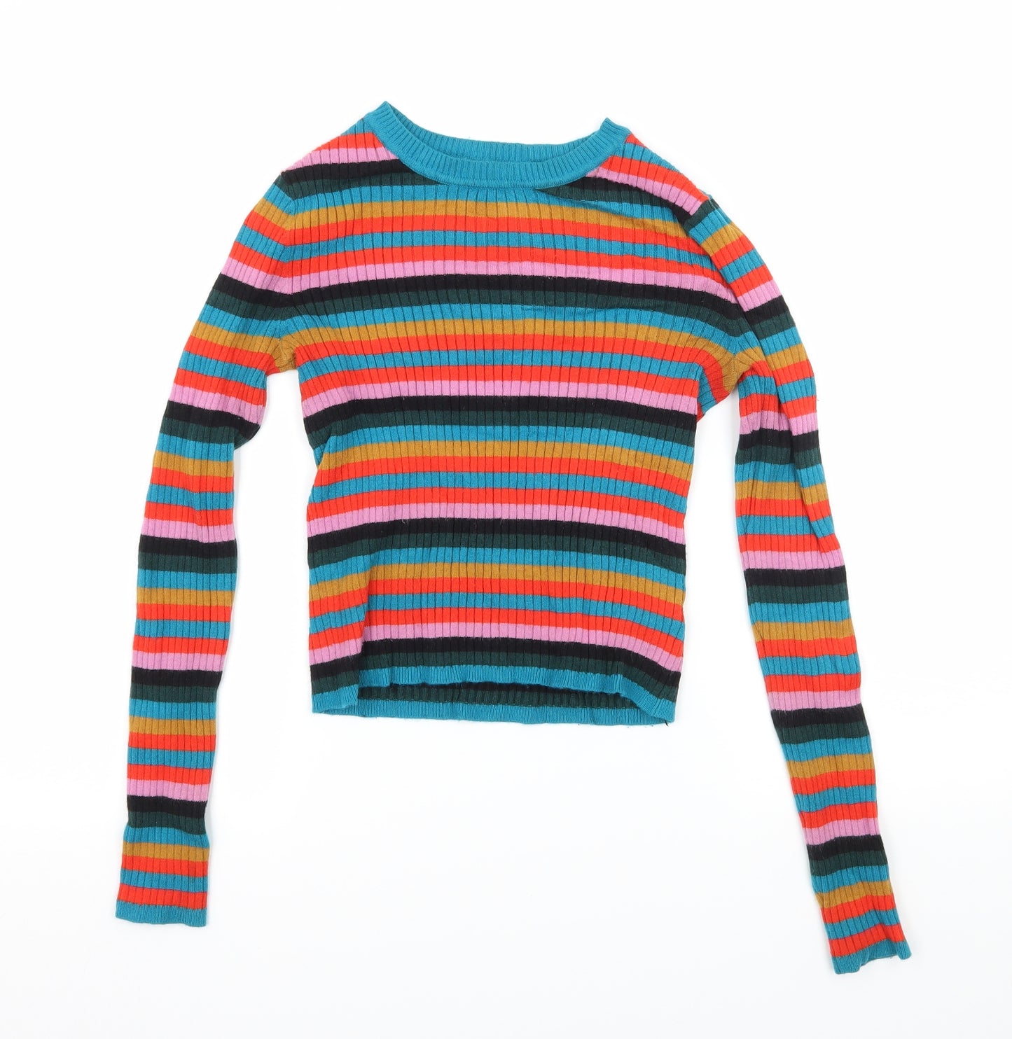 FOREVER 21 Womens Multicoloured Striped Knit Pullover Jumper Size S
