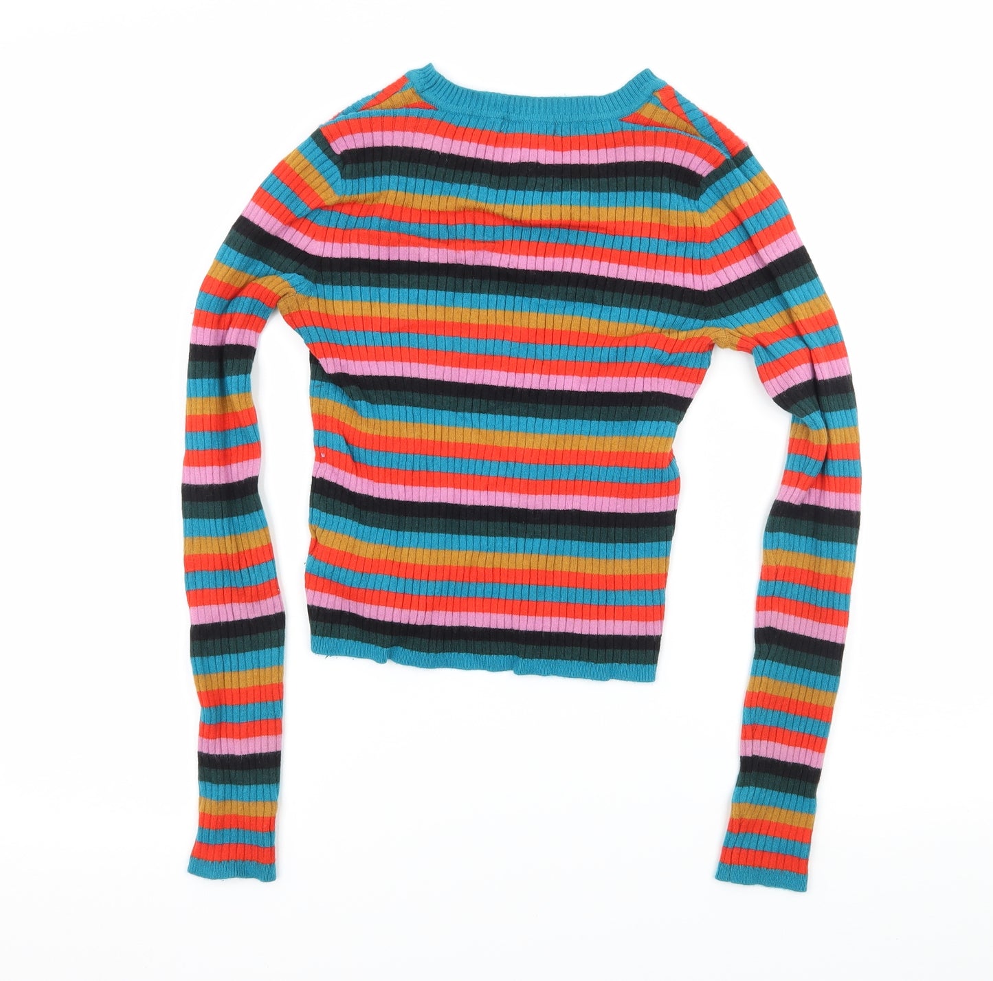 FOREVER 21 Womens Multicoloured Striped Knit Pullover Jumper Size S