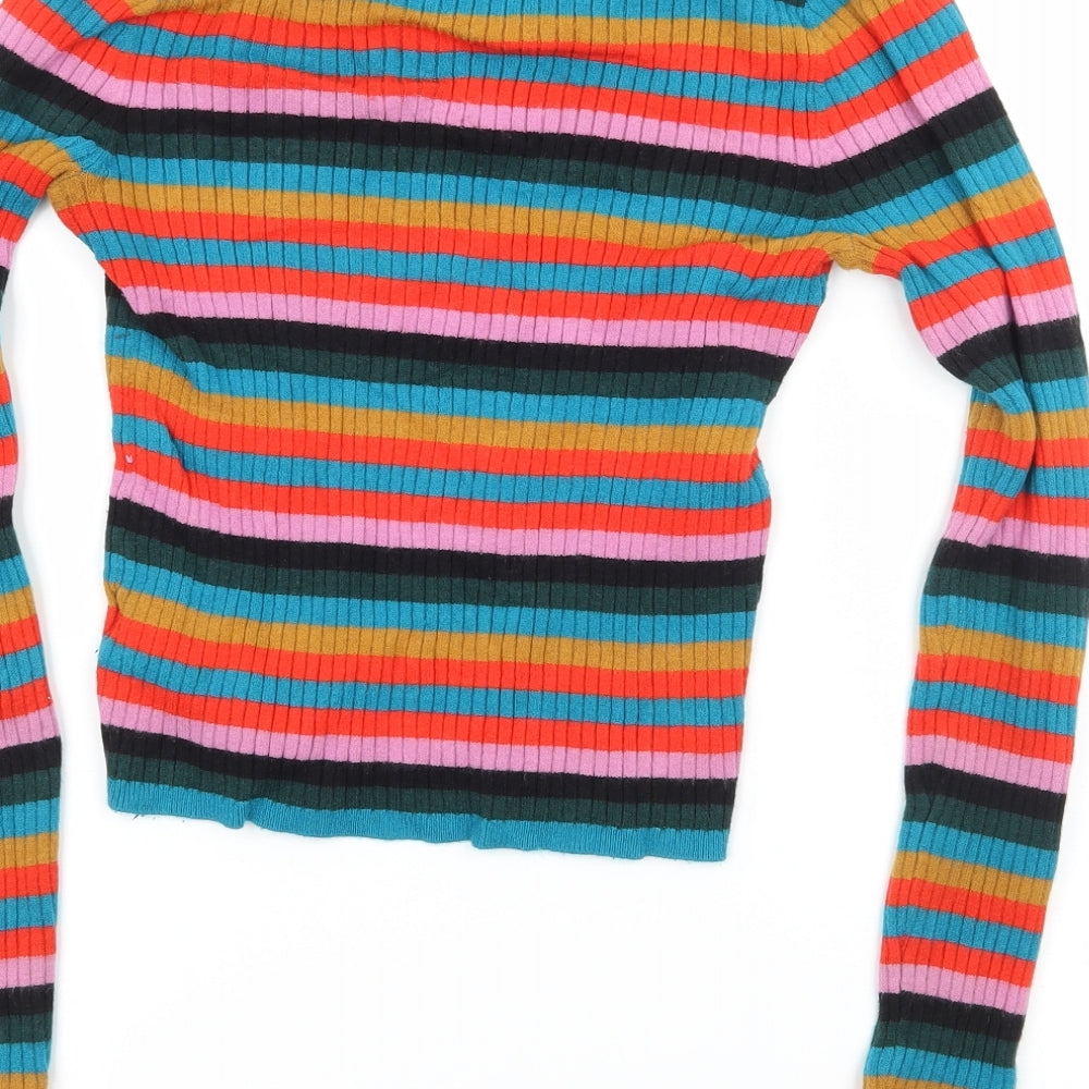 FOREVER 21 Womens Multicoloured Striped Knit Pullover Jumper Size S