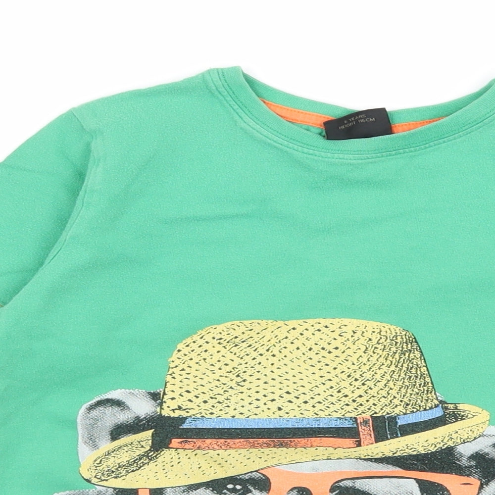 NEXT Boys Green  Jersey Basic T-Shirt Size 6 Years  - Chimpanzee